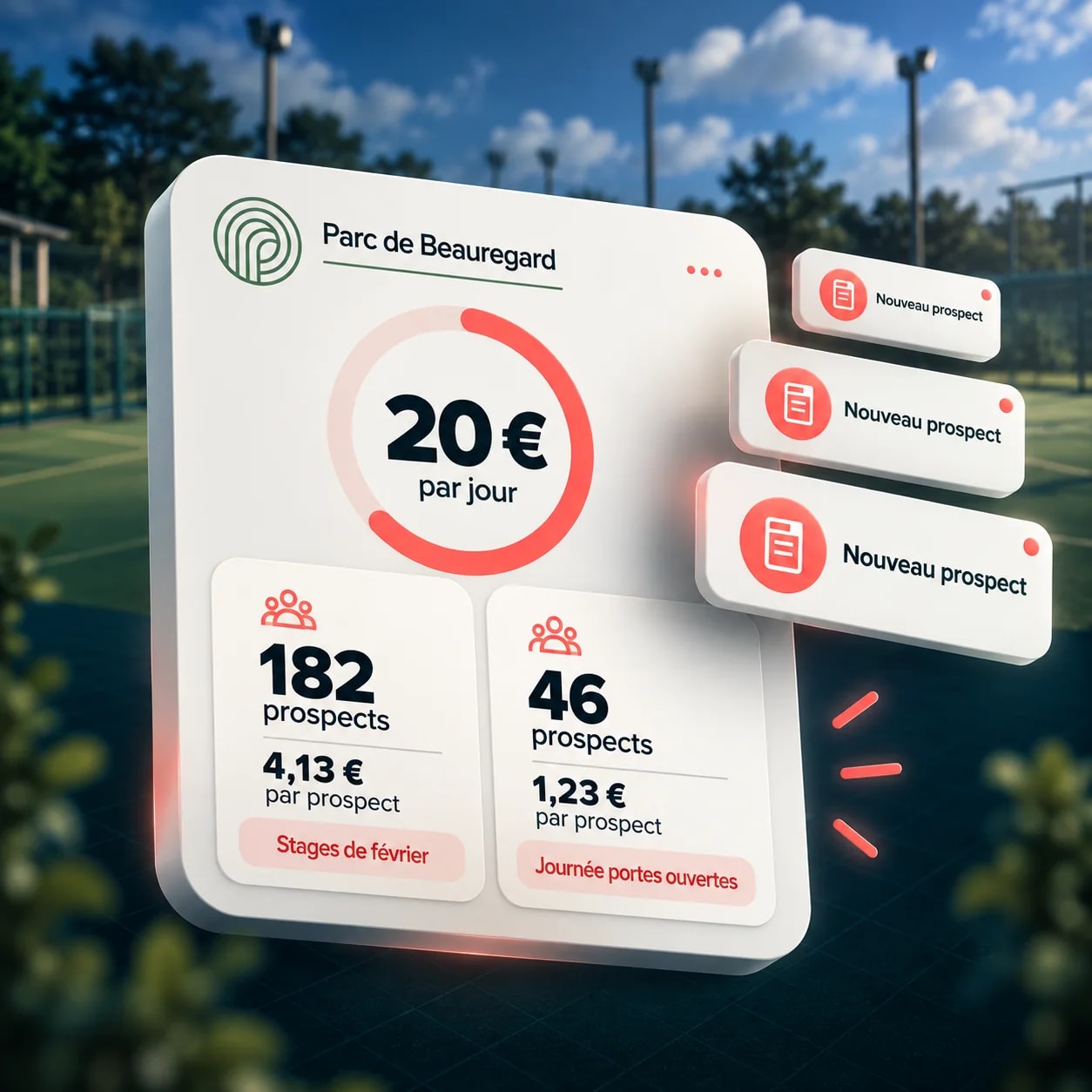 Parc de Beauregard, 1,23 € par prospect